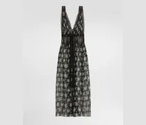 Geranium Bouquets-print Chiffon Dressing Gown - Frau Kleider Multicolor