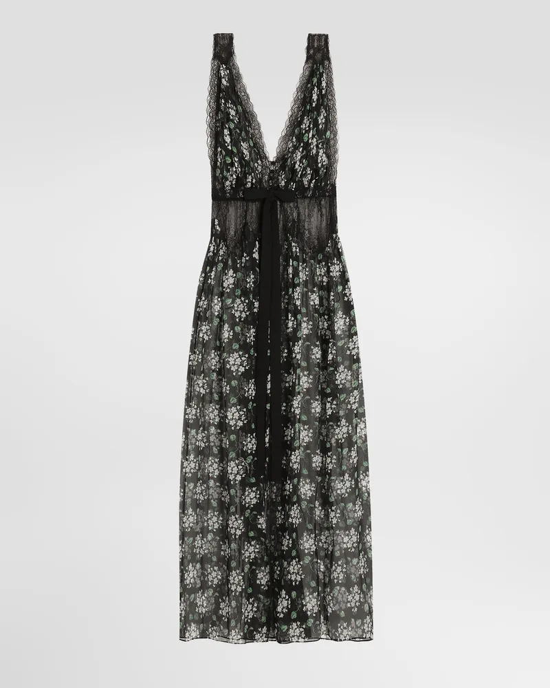 Dolce & Gabbana Geranium Bouquets-print Chiffon Dressing Gown - Frau Kleider Multicolor Multicolor