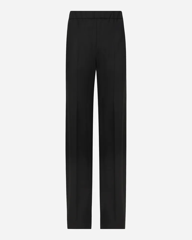 Dolce & Gabbana Ausgestellte Hose Aus Elastischem Wolltwill - Frau Hosen Und Shorts Schwarz Schwarz