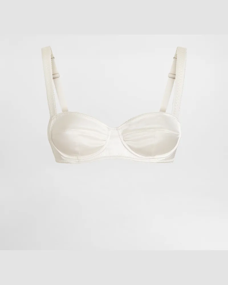 Dolce & Gabbana Balconette-bh Aus Satin - Frau Unterwäsche Wei� Seide Weiss