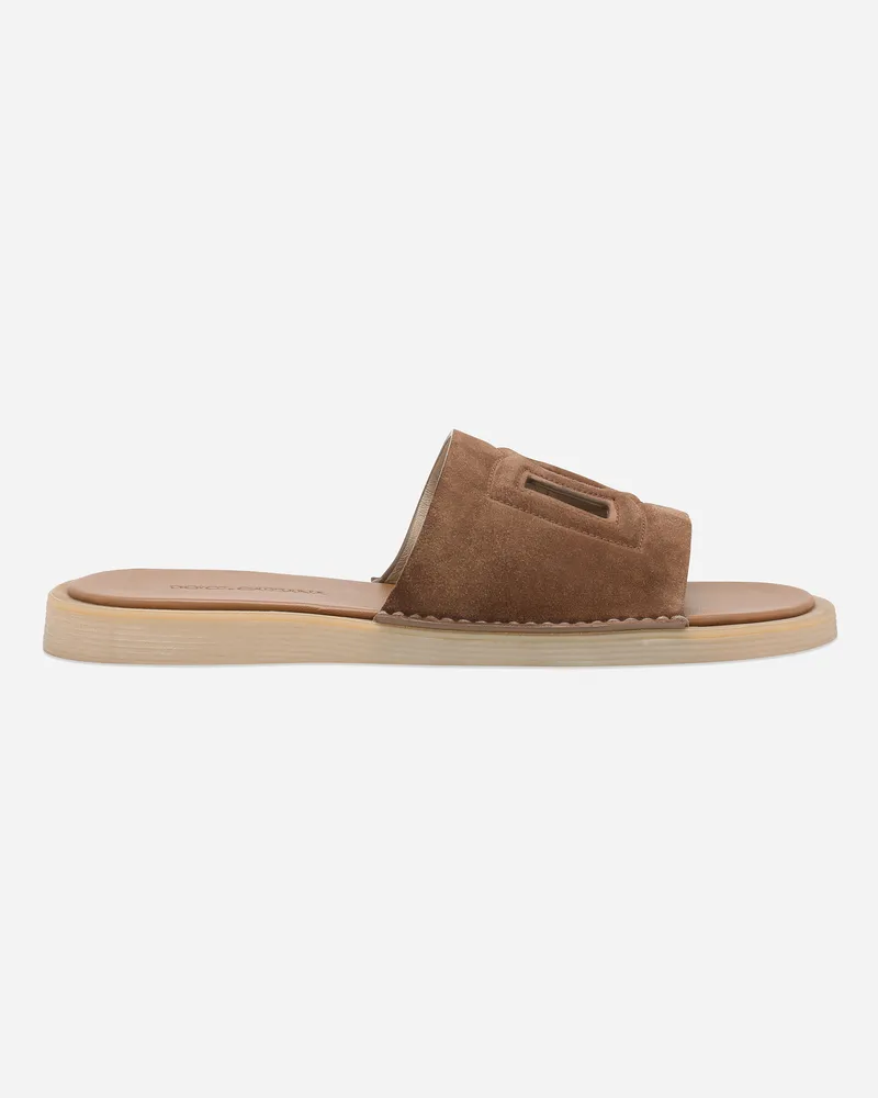 Dolce & Gabbana Pantolette Aus Veloursleder - Mann Sandalen Und Slides Braun Braun