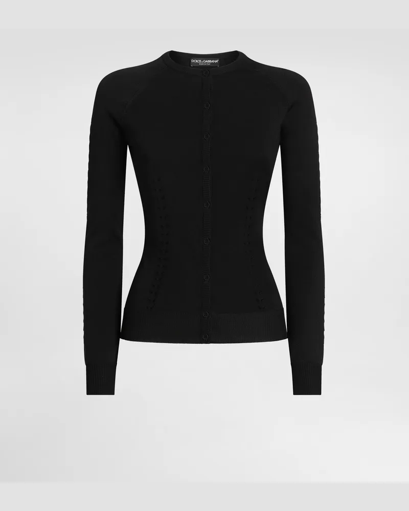 Dolce & Gabbana Cardigan Aus Viskose - Frau Strickwaren Schwarz Schwarz