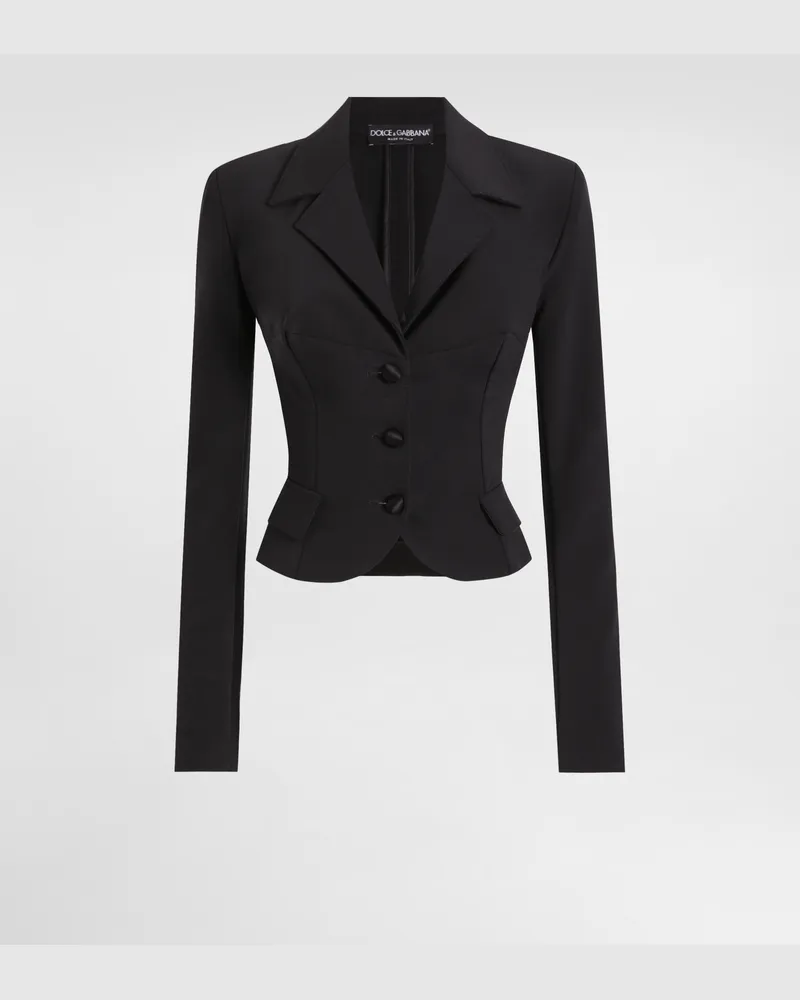 Dolce & Gabbana Einreihige Kurzjacke Aus Technischem Cady - Frau Blazer Schwarz Schwarz