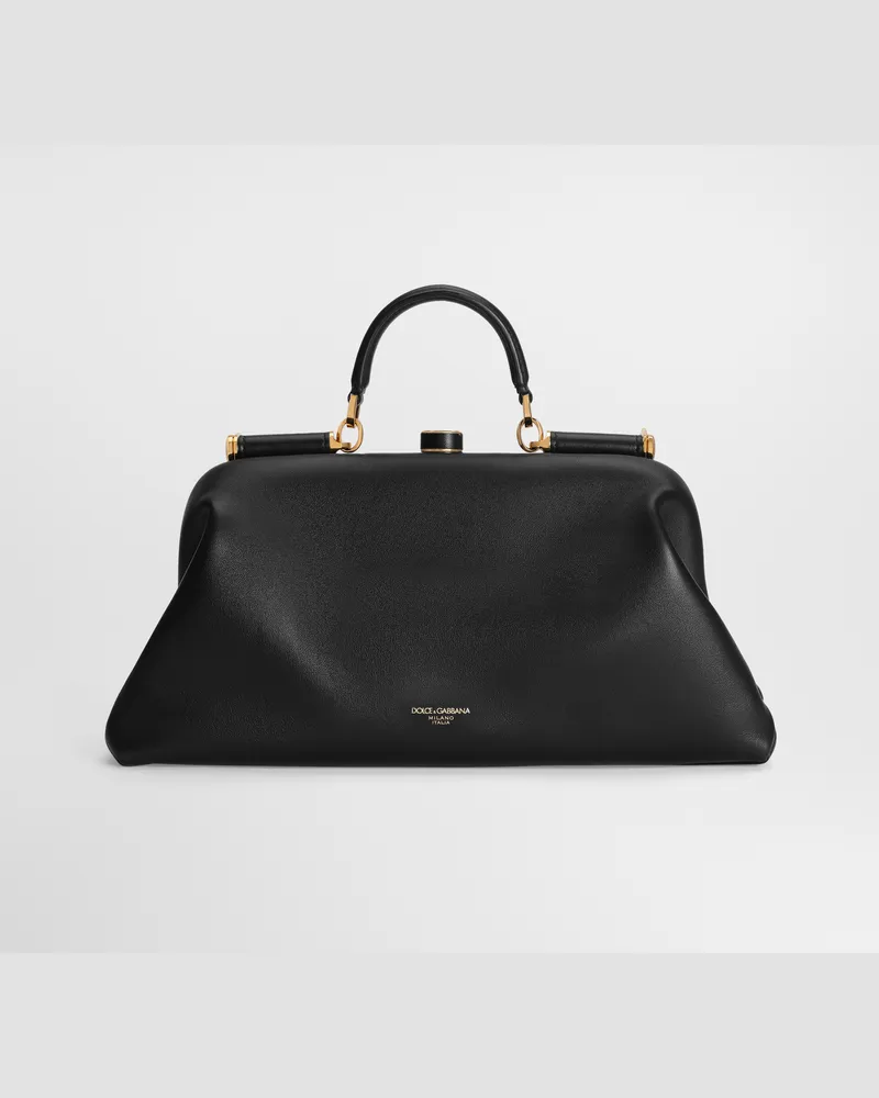 Dolce & Gabbana Handtasche Grandma Groß Aus Plongé-nappaleder - Frau Collection Schwarz Schwarz