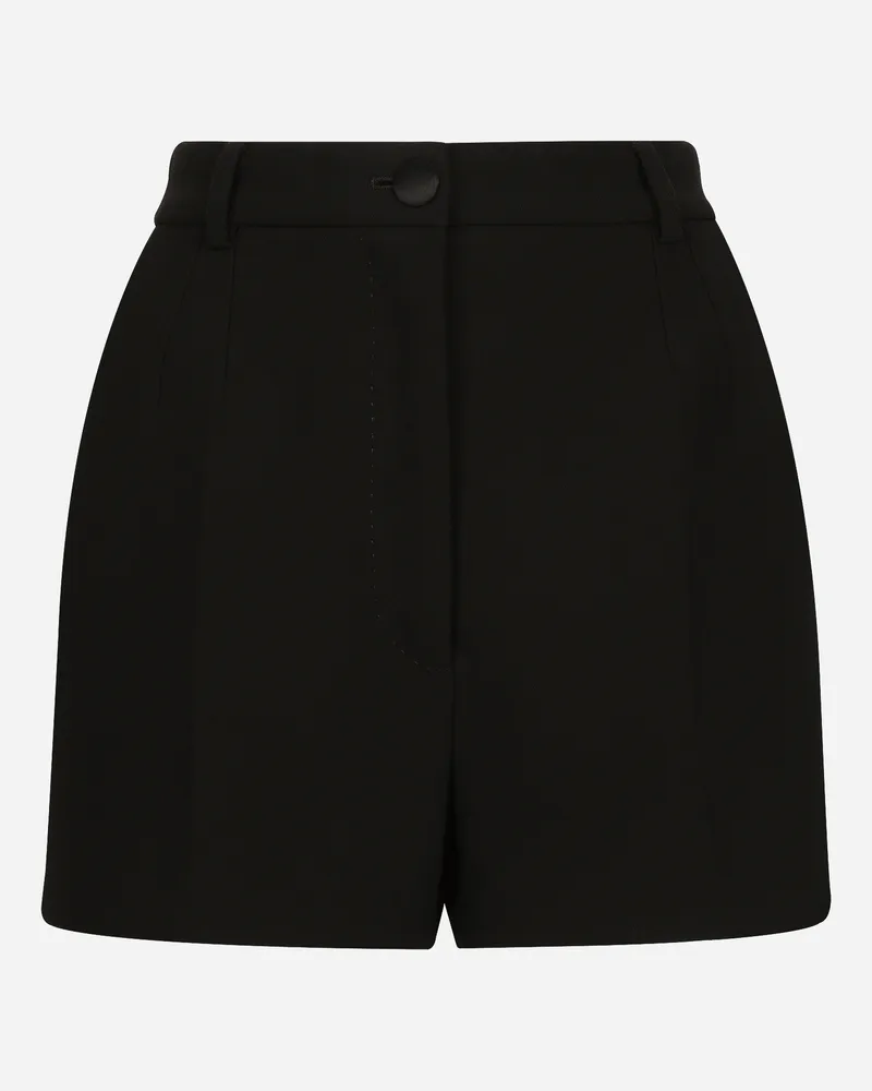 Dolce & Gabbana Shorts Aus Wollkrepp-double - Frau Hosen Und Shorts Schwarz Schwarz