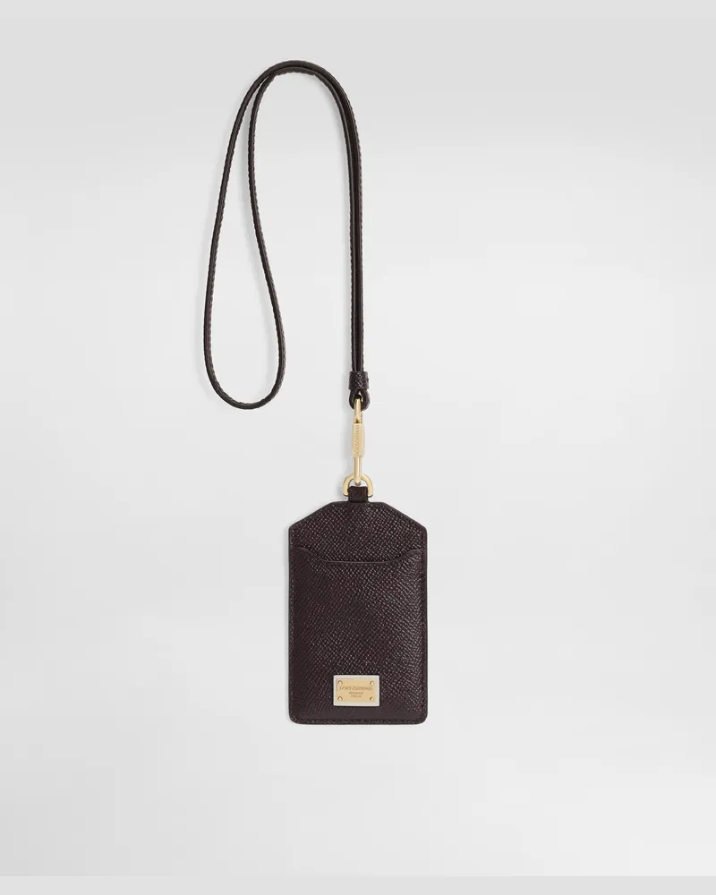 Dolce & Gabbana Dauphine Calfskin Keychain With Plate - Frau Collection Violett Leder Burgunderrot