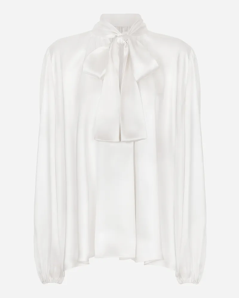 Dolce & Gabbana Schluppenbluse Aus Seide - Frau Blusen Und Tops Wei Weiss