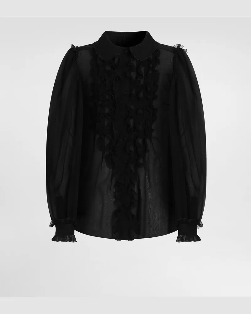 Dolce & Gabbana Hemd Aus Chiffon - Frau Collection Schwarz Seide Schwarz