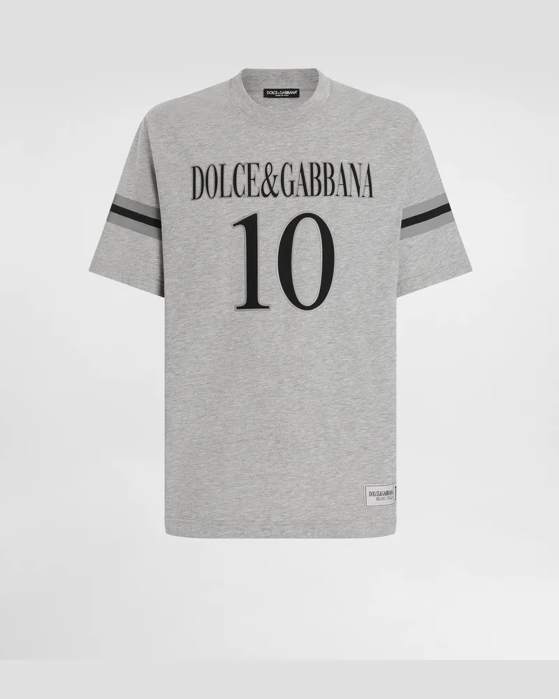 Dolce & Gabbana T-shirt Aus Baumwolle Mit Logo - Mann T-shirts Und Polos Grau Grau