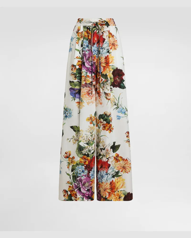 Dolce & Gabbana Hose Aus Popeline Mit Blumenbouquet-print - Frau Hosen Und Shorts Drucken Drucken