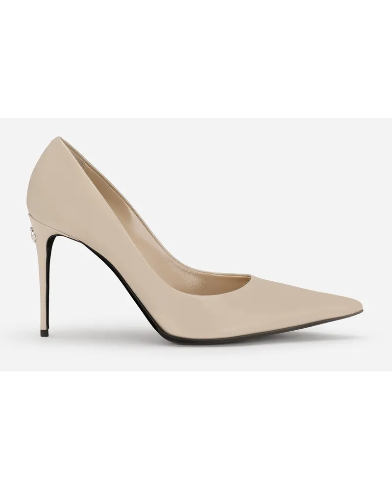 Dolce & Gabbana Pumps aus glänzendem Kalbsleder Beige