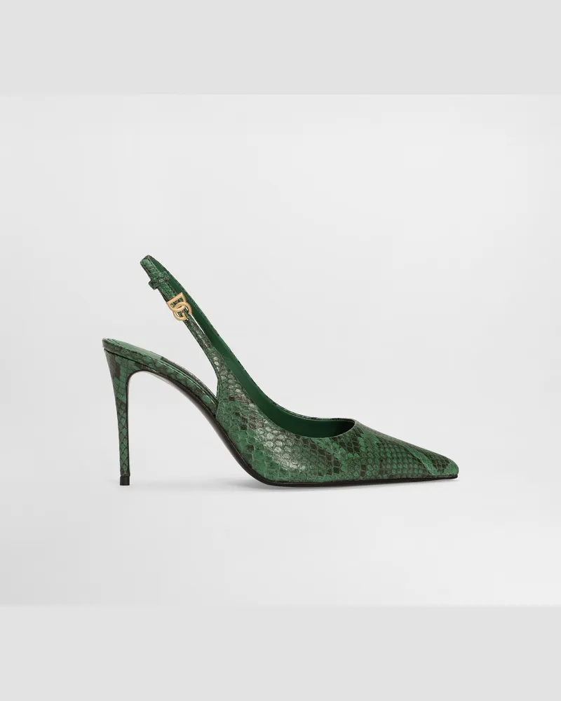 Dolce & Gabbana Slingback Aus Pythonleder - Frau Pumps Und Slingbacks Green Green