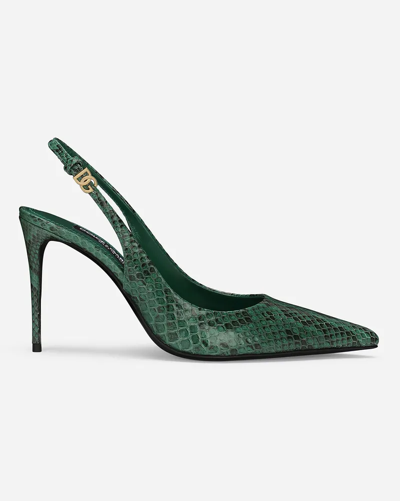 Dolce & Gabbana Slingback Aus Pythonleder - Frau Pumps Und Slingbacks Green Green