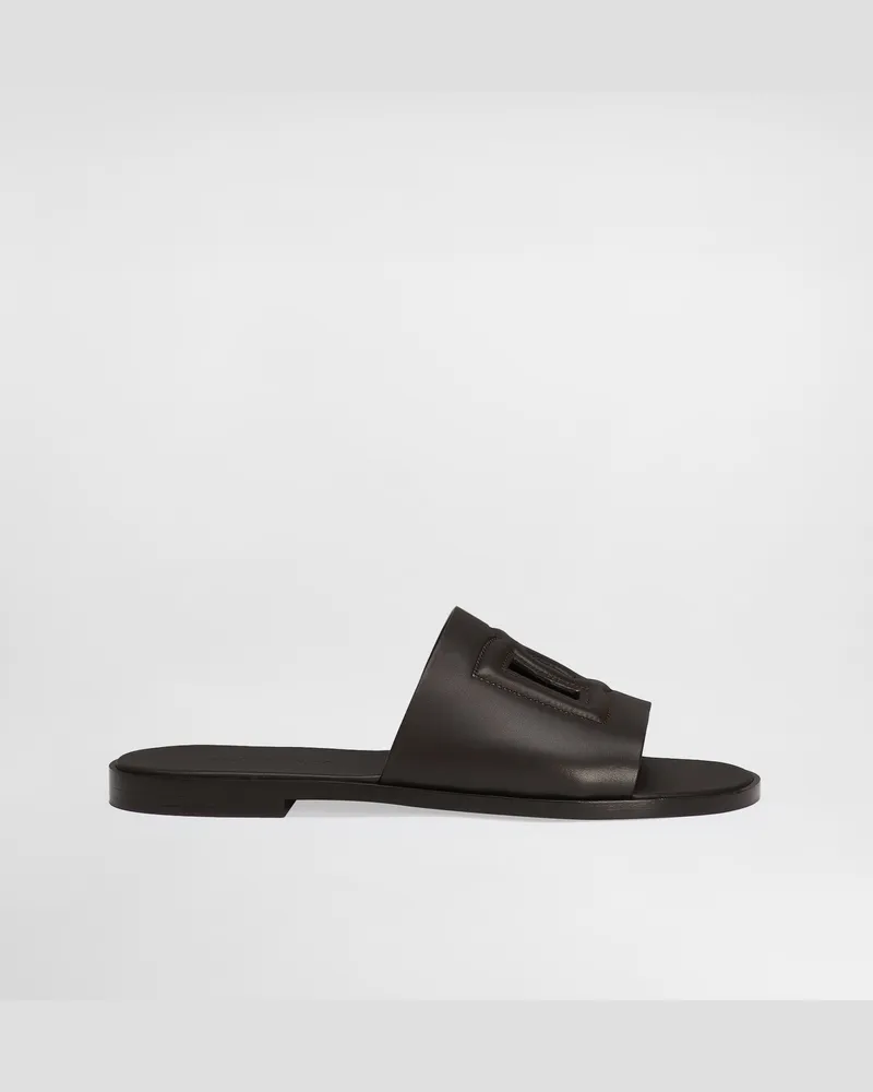 Dolce & Gabbana Pantolette Aus Kalbsleder - Mann Sandalen Und Slides Braun Leder Braun