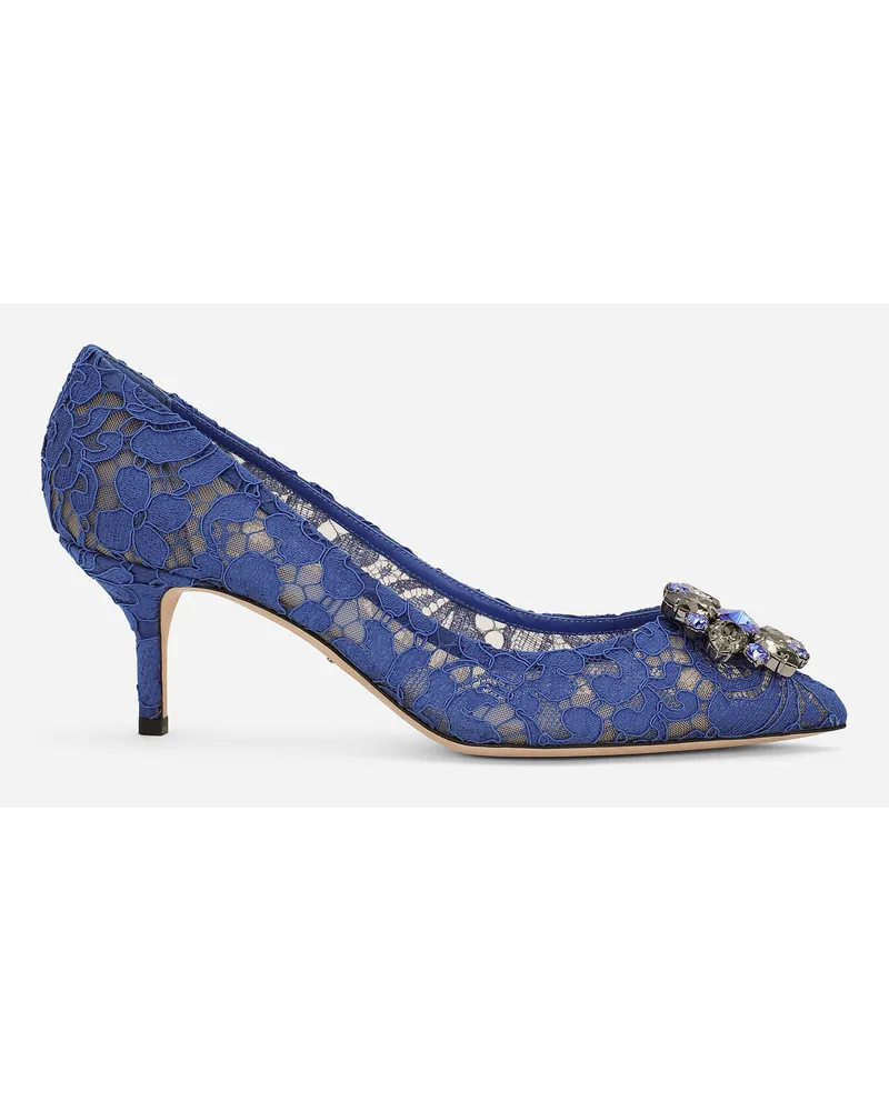 Dolce & Gabbana Lace rainbow pumps with brooch detailing Blau