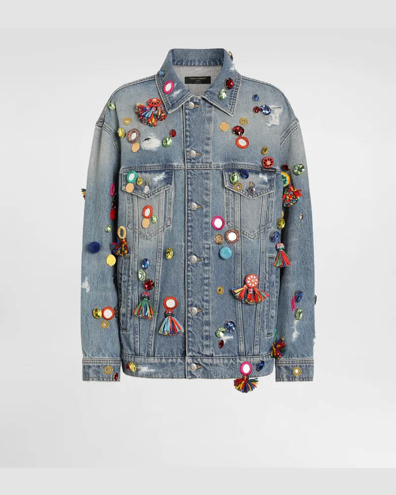 Dolce & Gabbana Denimjacke Mit Applikationen - Frau Denim Mehrfarbig Mehrfarbig