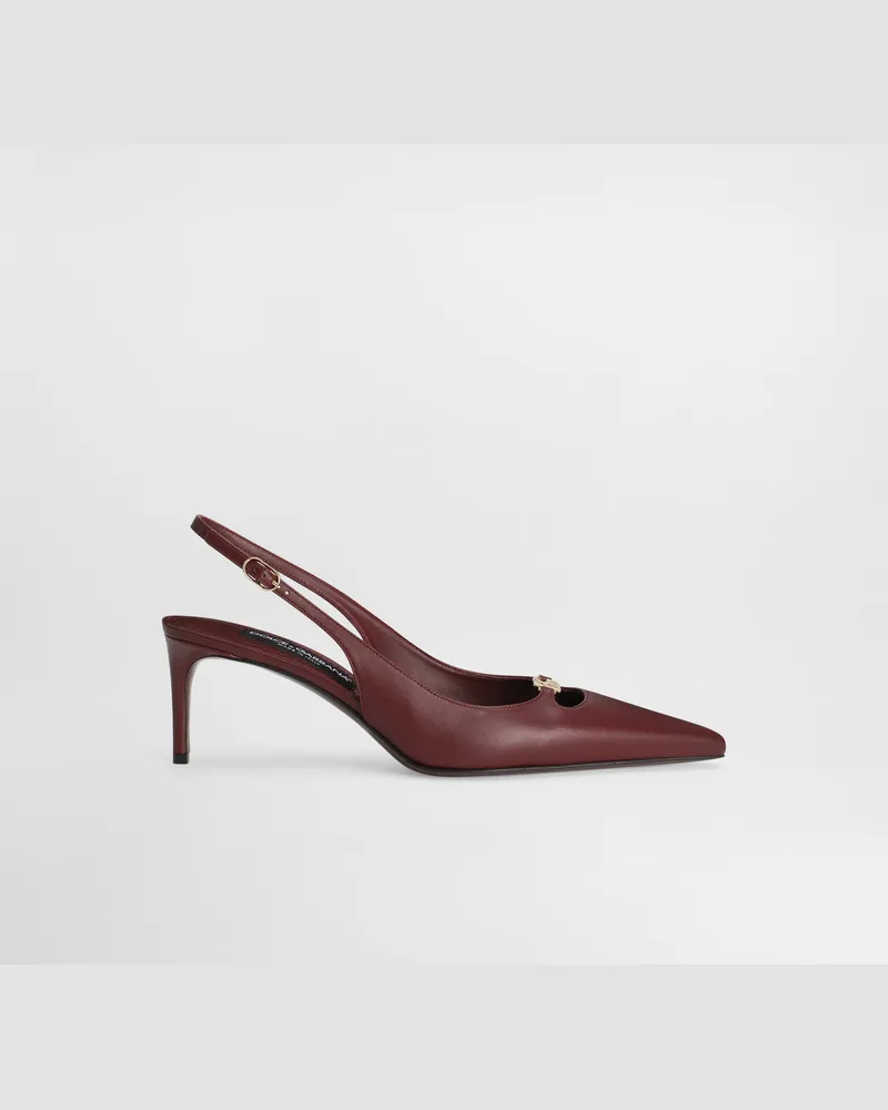Dolce & Gabbana Slingback Aus Nappaleder In Seidenoptik - Frau Pumps Und Slingbacks Burgunderrot Burgunderrot