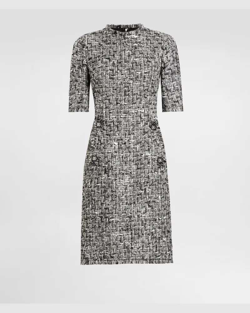 Dolce & Gabbana Kurzarm-midikleid Aus Raschel-tweed - Frau Kleider Mehrfarbig Mehrfarbig