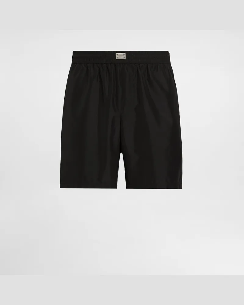 Dolce & Gabbana Mittellange Badeshorts Mit Plakette - Mann Beachwear Schwarz Schwarz