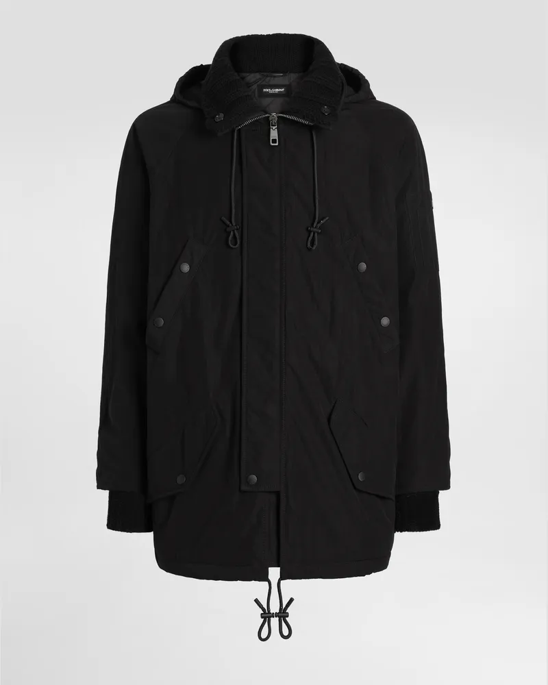 Dolce & Gabbana Jacke Aus Nylon Mit Kapuze - Mann Mäntel Und Jacken Schwarz Schwarz