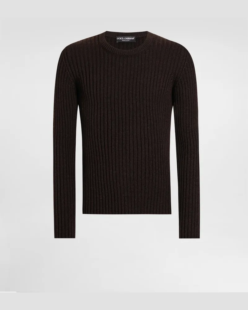 Dolce & Gabbana Ribbedwool Pullover - Mann Strickwaren Braun Brown