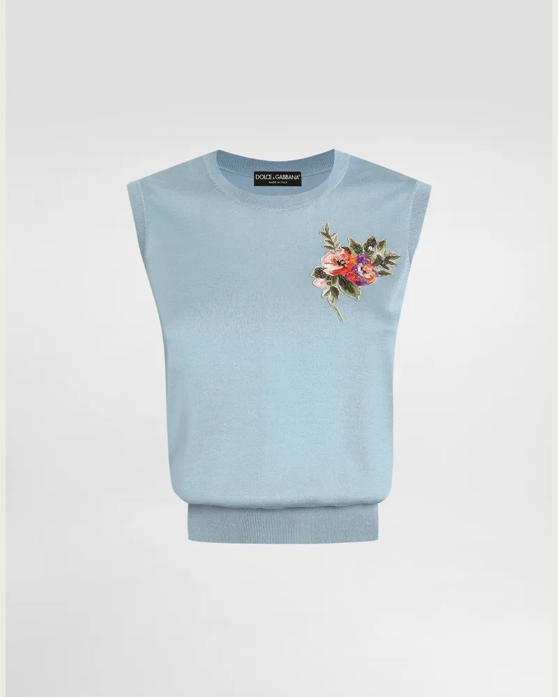 Dolce & Gabbana Silk Tank Top - Frau Strickwaren Azurblau Azurblau