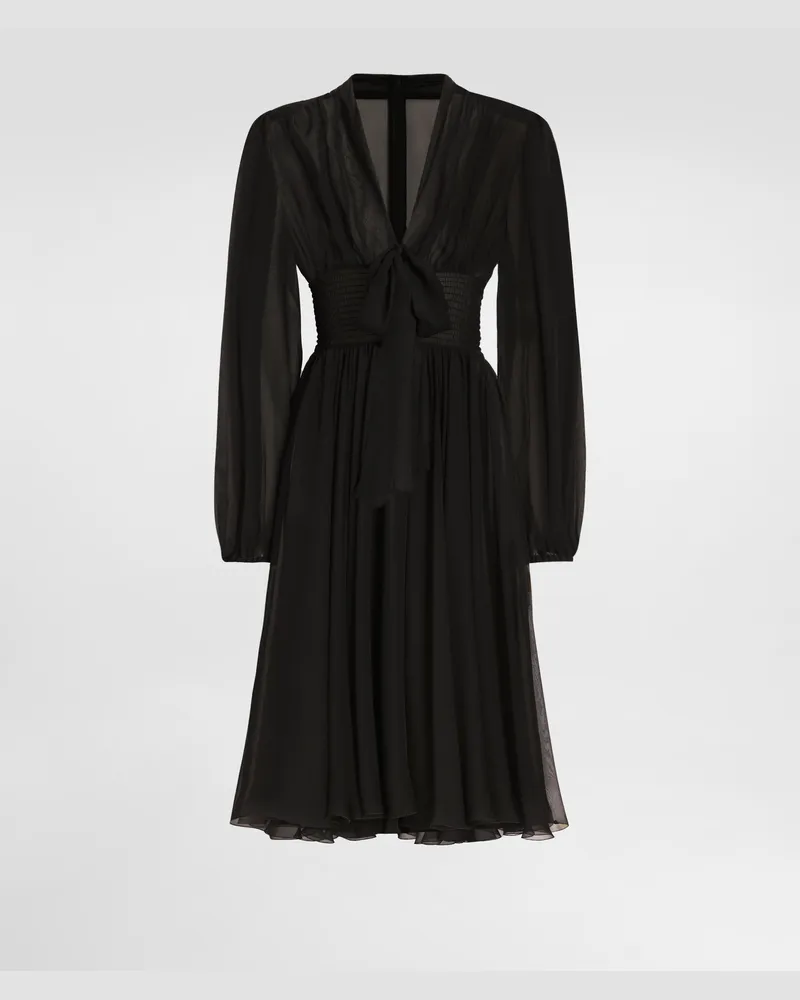 Dolce & Gabbana Kleid Aus Chiffon - Frau Kleider Schwarz Seide Schwarz