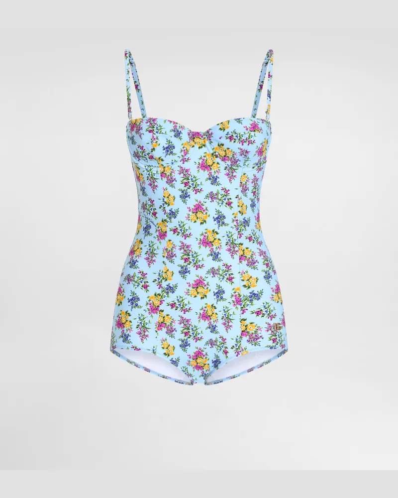 Dolce & Gabbana Small Floral-print Balconette One-piece Swimsuit - Frau Bademode Mehrfarbig Mehrfarbig