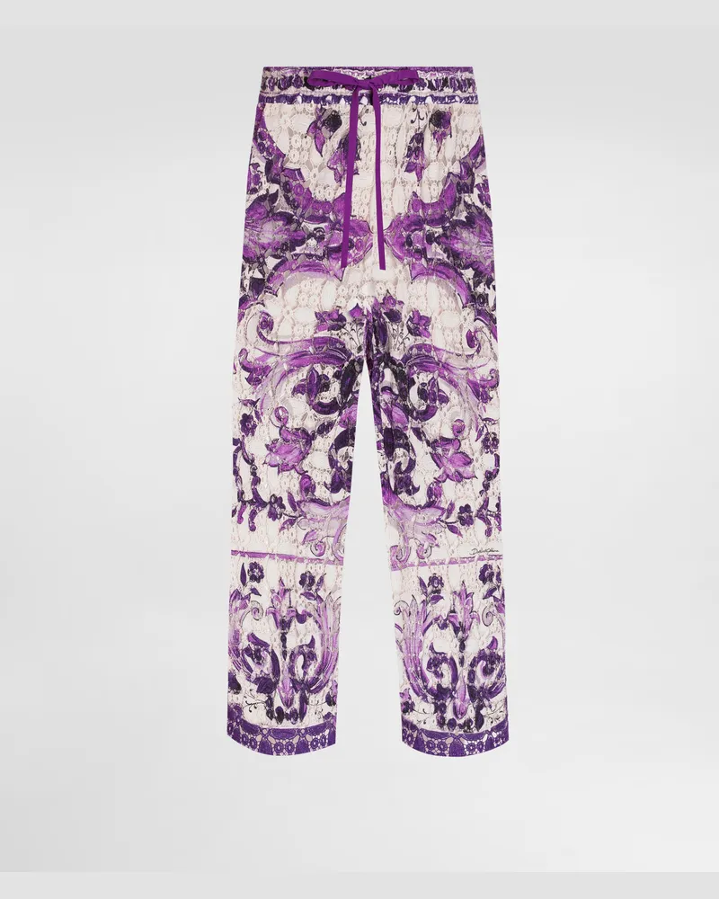 Dolce & Gabbana Majolica-print Crochet Lace Trousers - Frau Hosen Und Shorts Multicolor Multicolor
