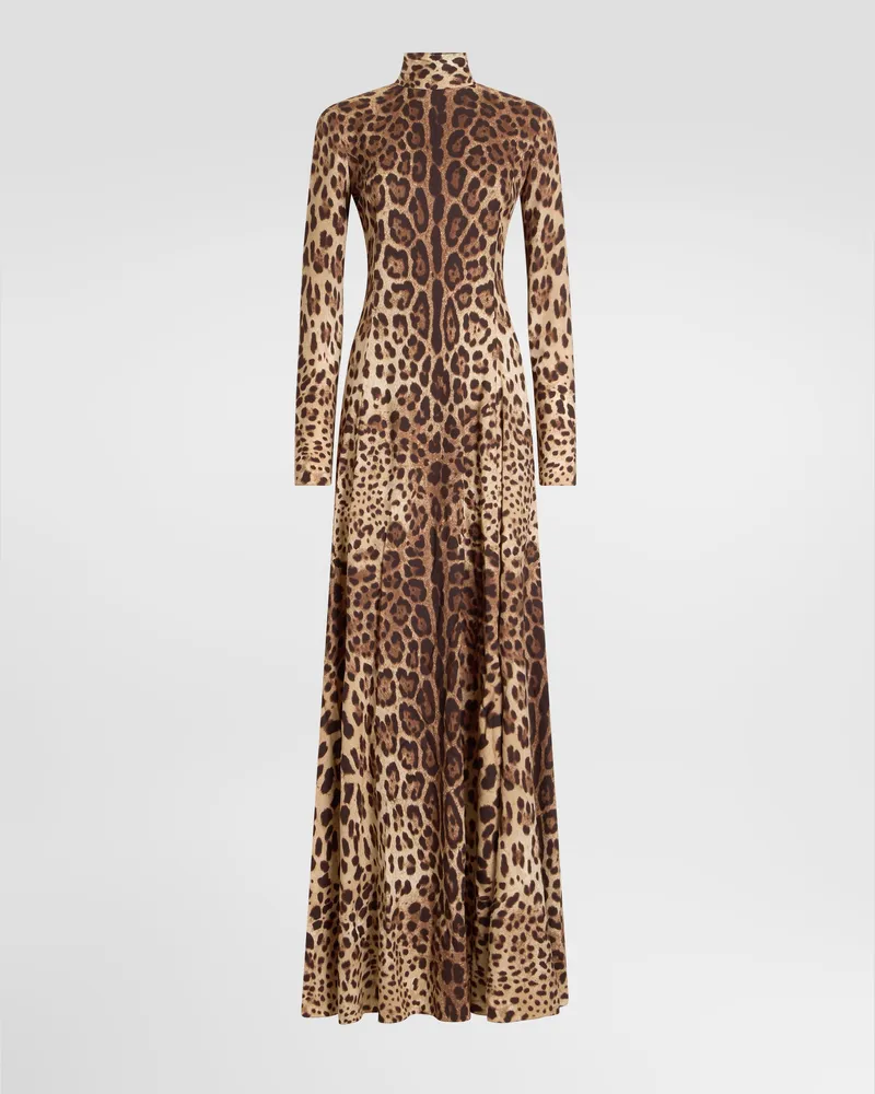 Dolce & Gabbana Kleid Aus Charmeuse Mit Leo-print - Frau Kleider Animalprint Seide Drucken