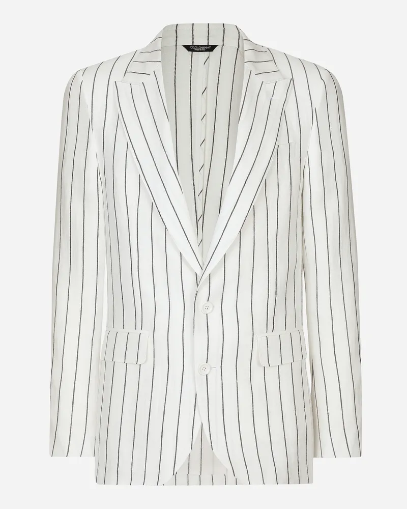 Dolce & Gabbana Einreihige Jacke Sicilia Aus Leinen - Mann Anzüge Und Blazer #n/d Weiss