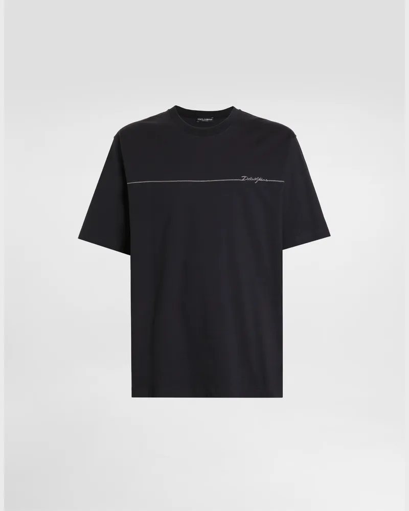 Dolce & Gabbana T-shirt Aus Baumwolle Mit Logo - Mann T-shirts Und Polos Blau Blau