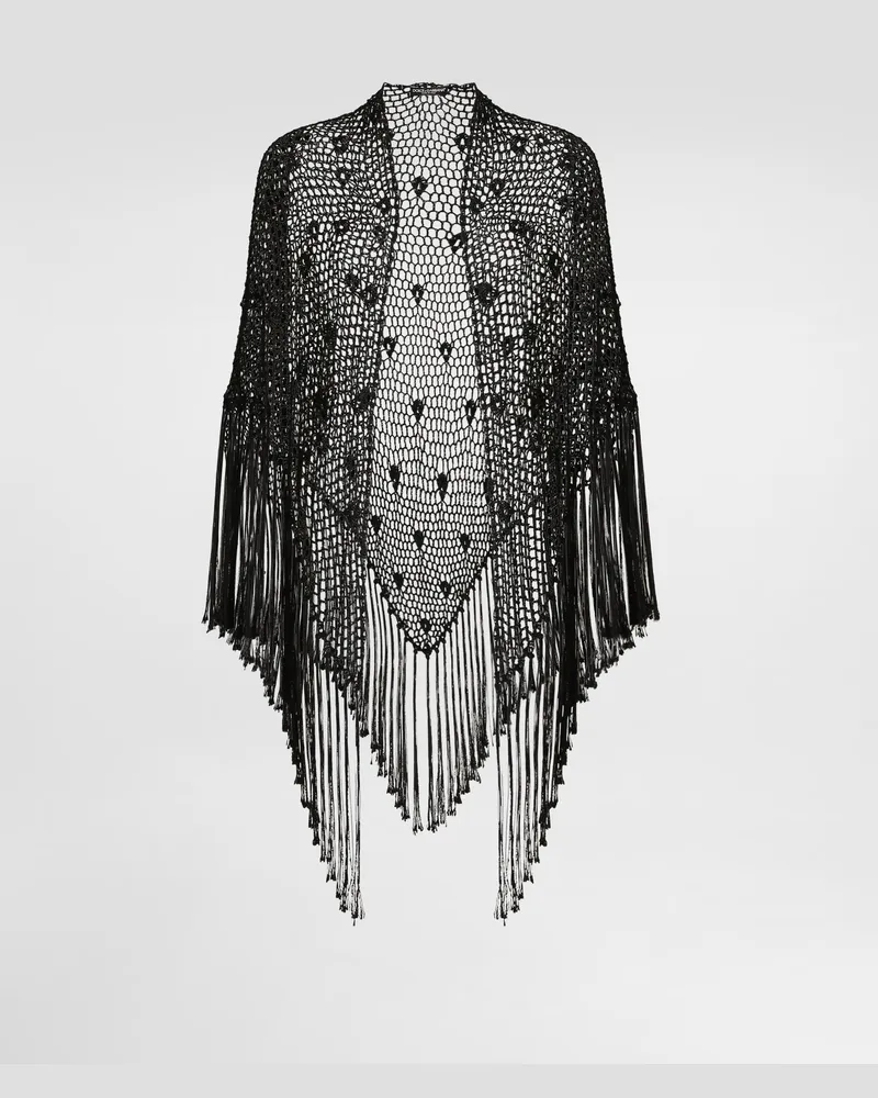 Dolce & Gabbana Stola Aus Viskose Mit Häkelarbeit - Frau Collection Schwarz Schwarz