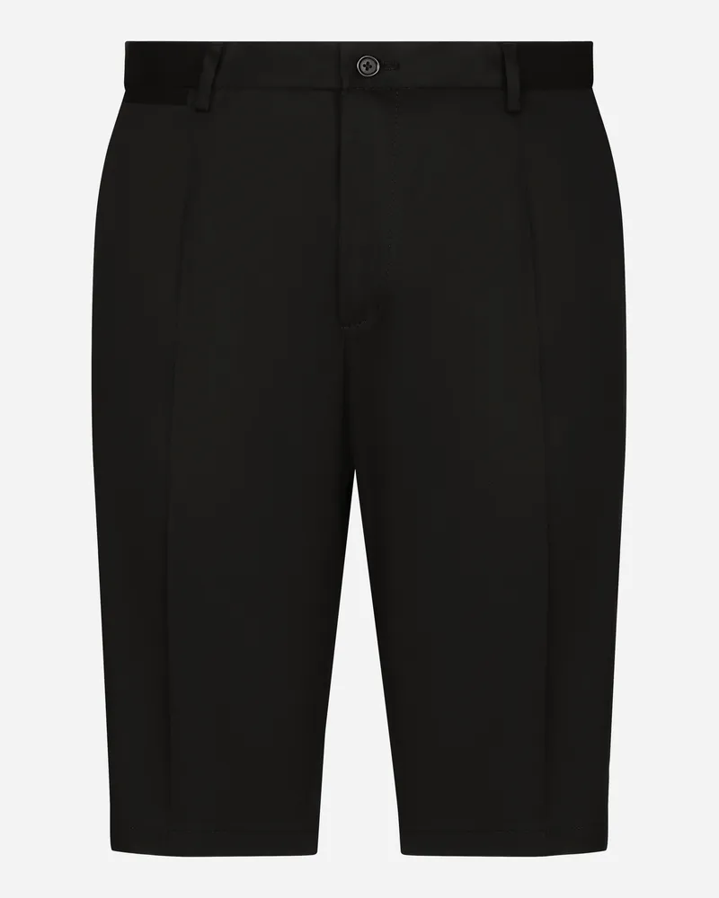 Dolce & Gabbana Stretch Cotton Shorts With Dg Embroidery - Mann Hosen Und Shorts Schwarz Baumwolle Schwarz