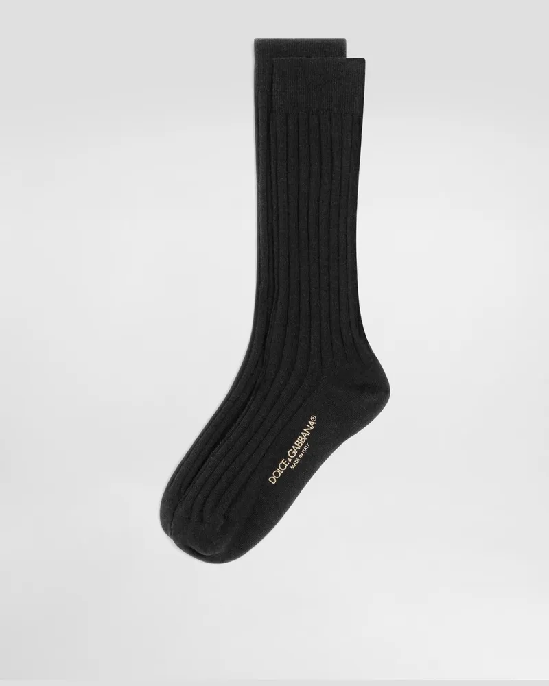 Dolce & Gabbana Ribbedwool Socks - Frau Socken Schwarz Black