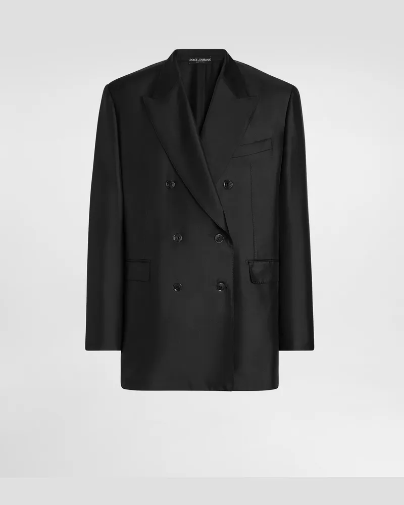 Dolce & Gabbana Jacke Sicilia Light Aus Seidentwill Mit Doppelreihiger Knopfleiste - Mann Anzüge Und Blazer Schwarz Black