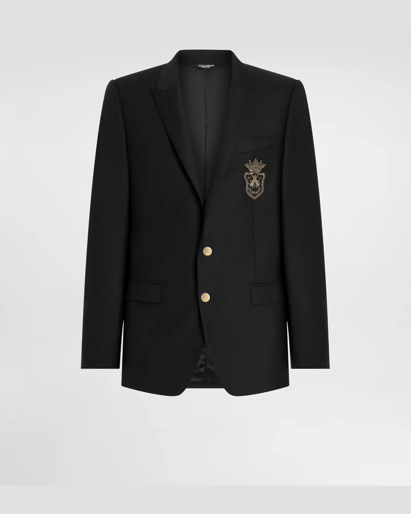 Dolce & Gabbana Einreihige Jacke Martini Mit Patch - Mann Anzüge Und Blazer Schwarz Schwarz