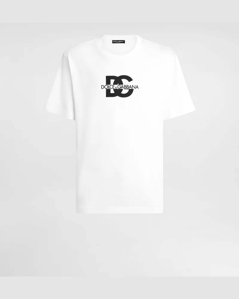Dolce & Gabbana Kurzarm-t-shirt Print Dg-logo - Mann T-shirts Und Polos Wei Weiss