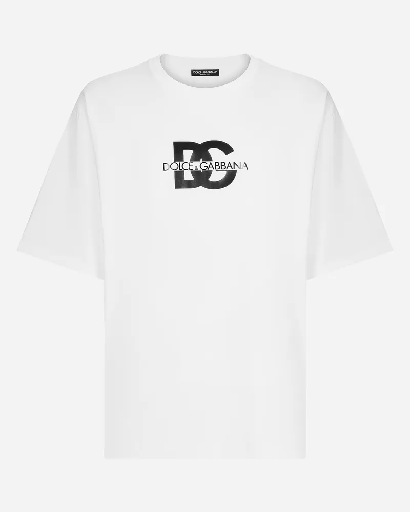 Dolce & Gabbana Kurzarm-t-shirt Print Dg-logo - Mann T-shirts Und Polos Wei Weiss