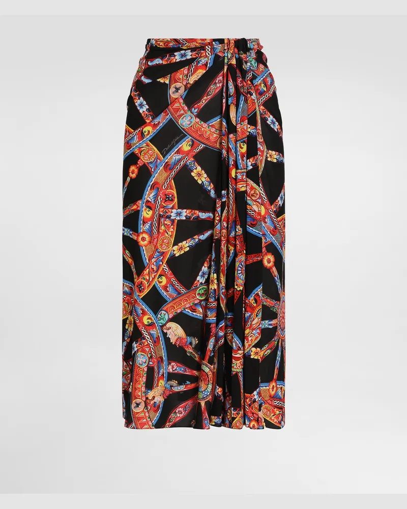 Dolce & Gabbana Rock Aus Viskosejersey Mit Carretto-print - Frau Röcke Mehrfarbig Mehrfarbig
