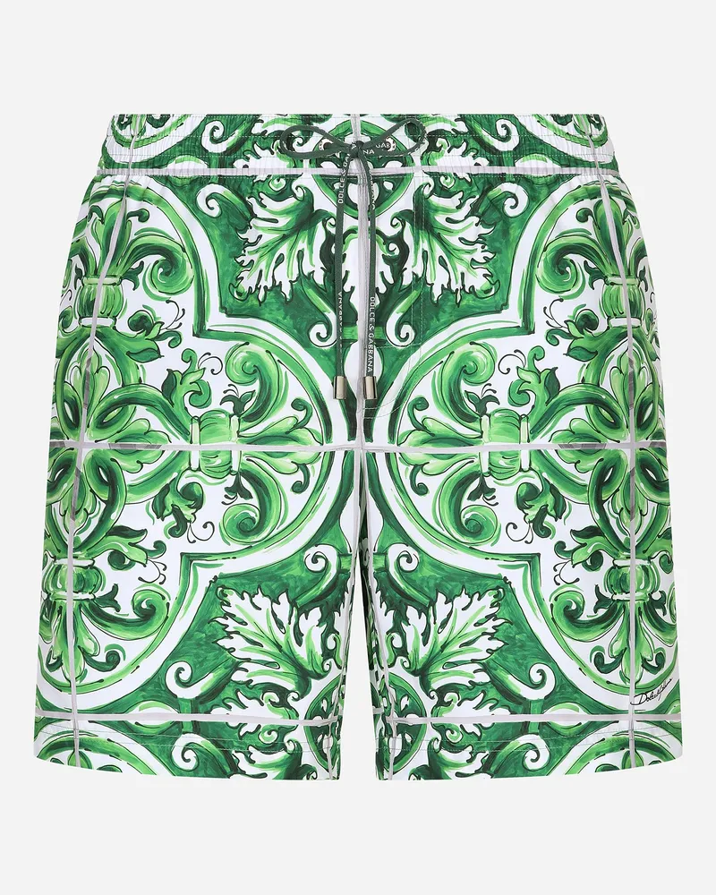 Dolce & Gabbana Mittellange Badeshorts Majolika-print - Mann Beachwear Drucken Drucken