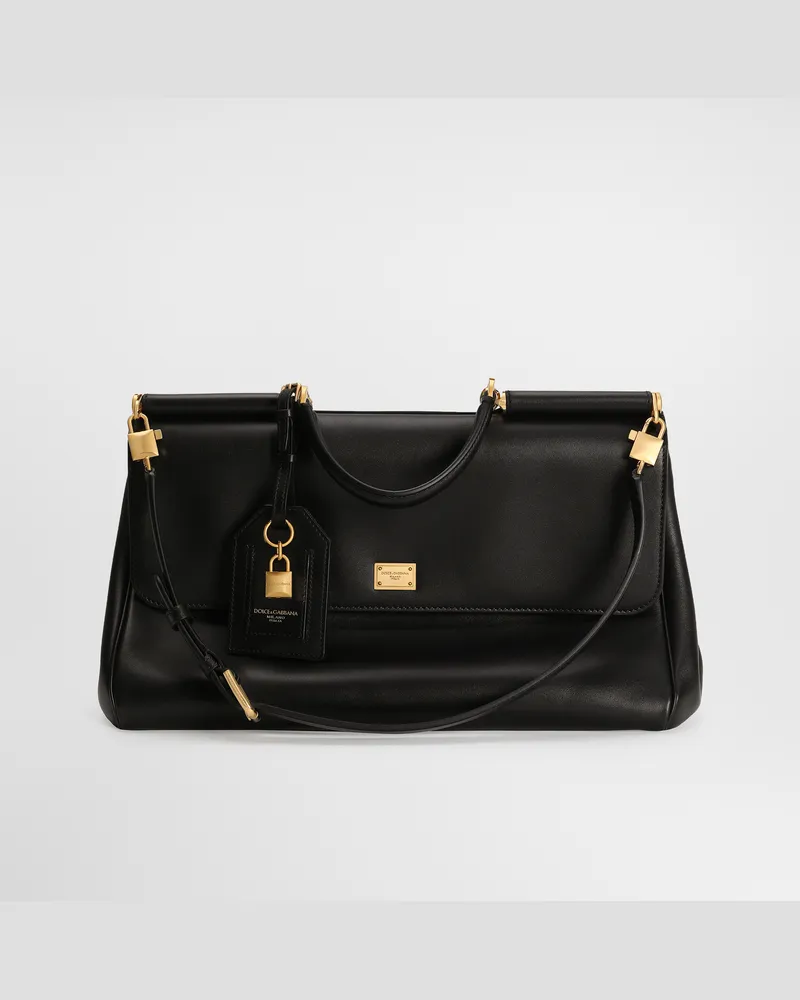 Dolce & Gabbana My Sicily Handbag In Plongé Calfskin - Frau Collection Schwarz Black