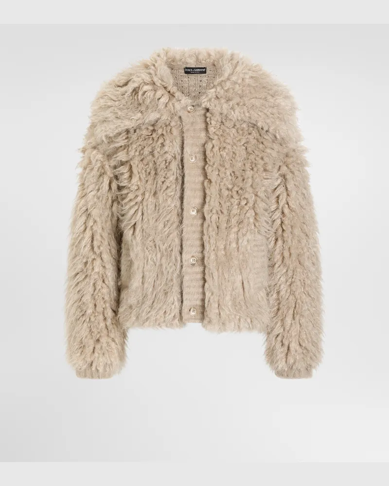 Dolce & Gabbana Cardigan Aus Mohair In Pelzoptik - Mann Strickwaren Beige Beige