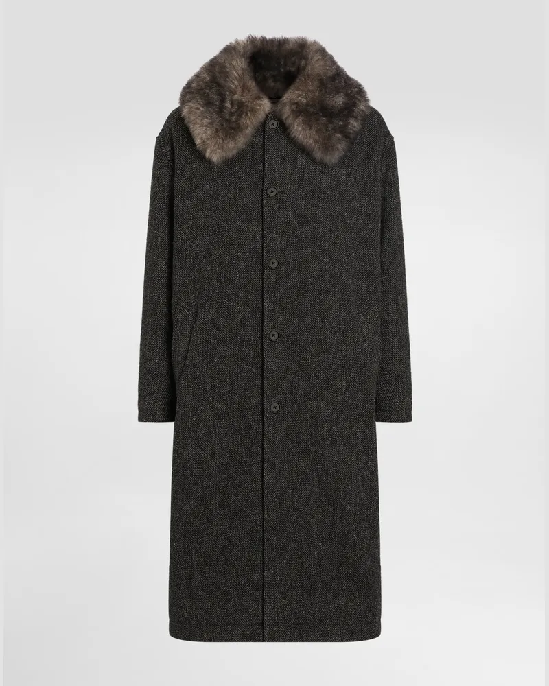 Dolce & Gabbana Wollmantel Mit Chevron-muster - Mann Mäntel Und Jacken Mehrfarbig Mehrfarbig