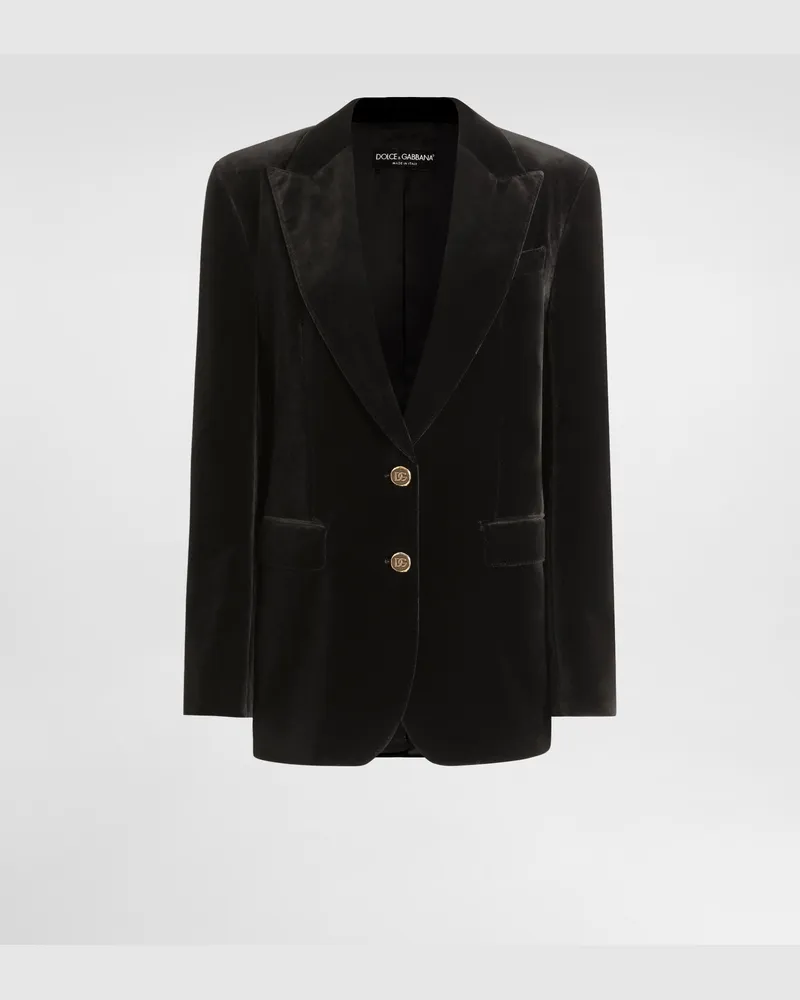 Dolce & Gabbana Jacke Aus Glattem Samt - Frau Blazer Schwarz Schwarz