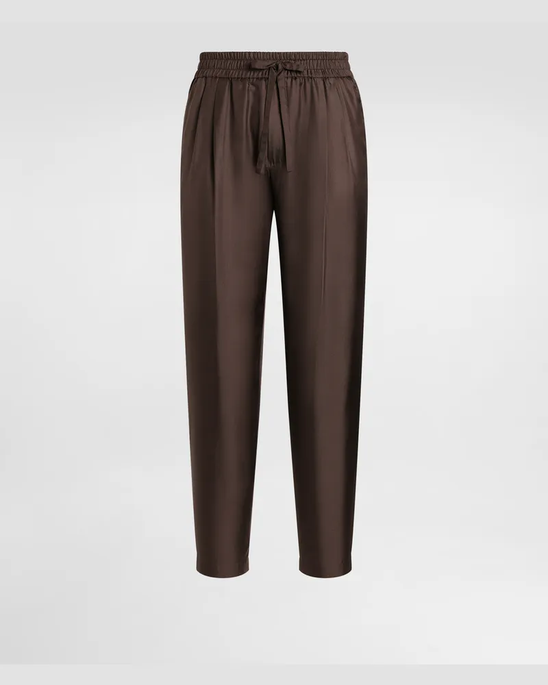 Dolce & Gabbana Silk Twill Jogging Trousers - Mann Hosen Und Shorts Braun Brown