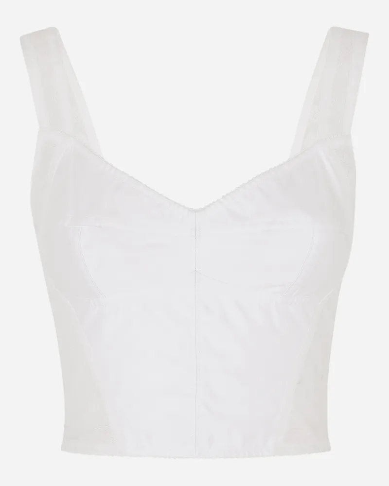 Dolce & Gabbana Corset Top - Frau Blusen Und Tops Wei� Satin Weiss