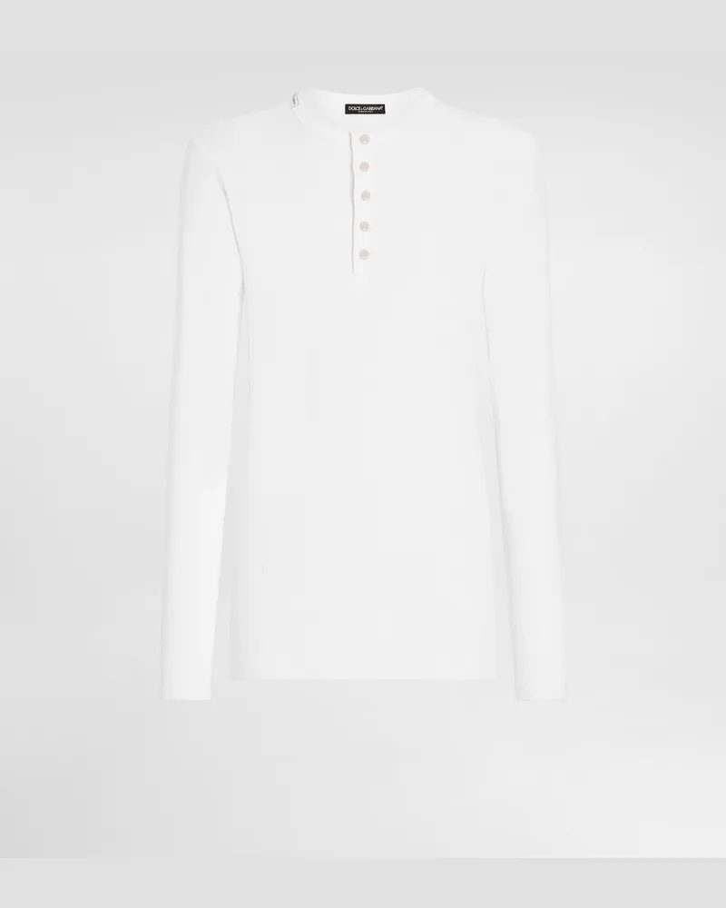 Dolce & Gabbana Serafino-Shirt aus gerippter Baumwolle Weiss