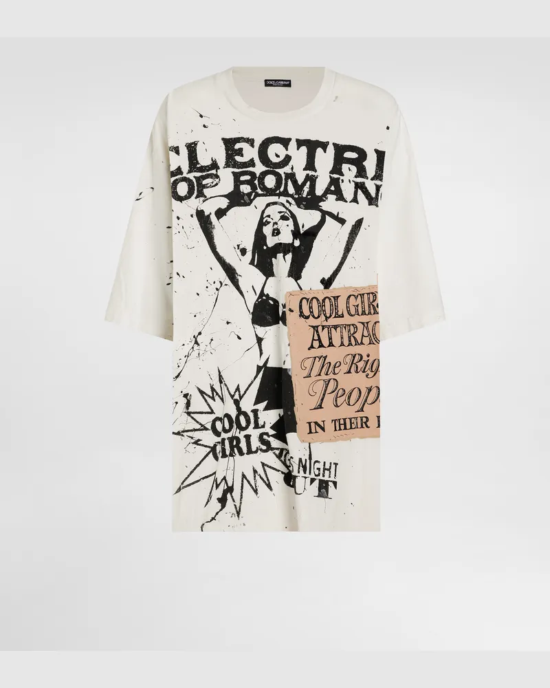 Dolce & Gabbana Oversized Jersey T-shirt With Print - Frau T-shirts Und Sweatshirts Mehrfarbig Multicolor
