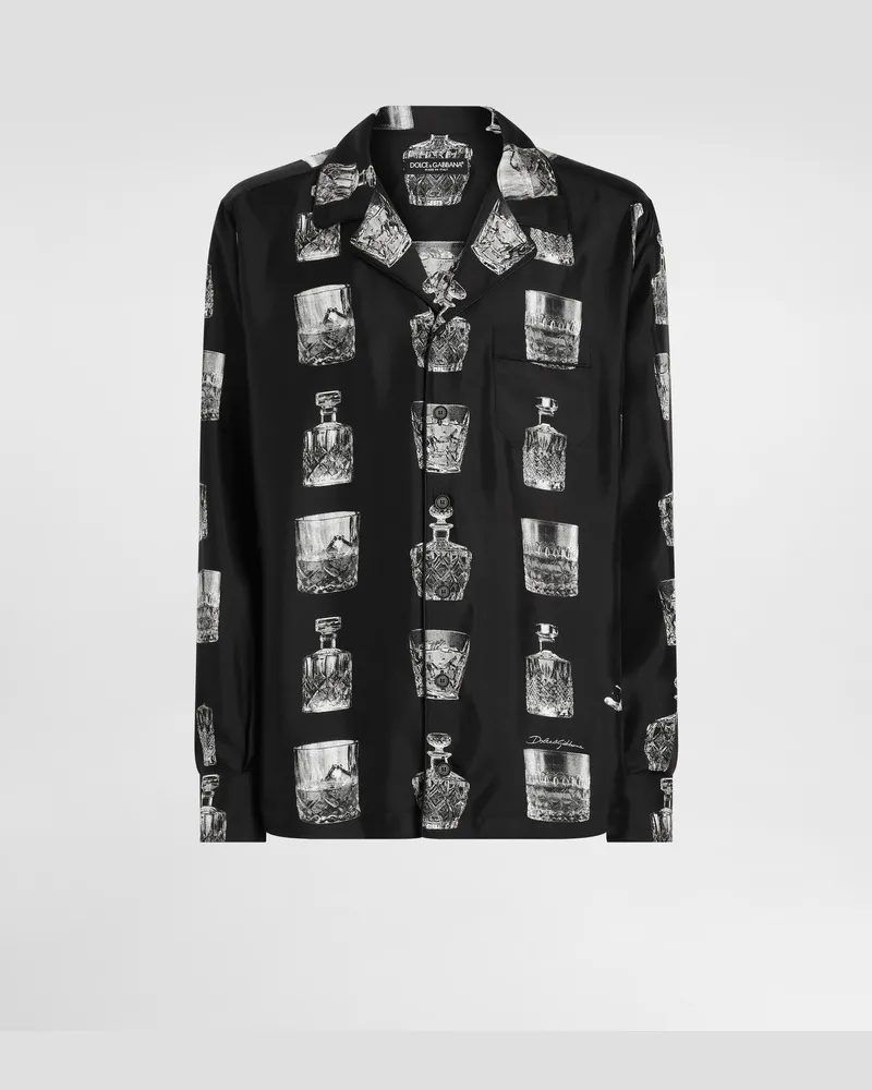 Dolce & Gabbana Seidenhemd Mit Likör-print - Mann Hemden Drucken Drucken